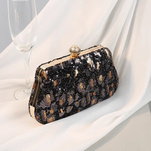 Vintage / Originale Noire Tachetée Paillettes Cocktail Pochette 2023