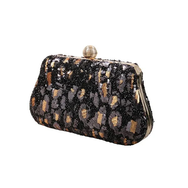 Vintage / Originale Noire Tachetée Paillettes Cocktail Pochette 2023