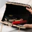 Vintage / Originale Scintillantes Noire Doré Paillettes Soirée Pochette 2023