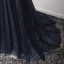Schöne Festliche Kleider 2017 Abendkleider A Linie Sweep / Pinsel Zug Bandeau Ärmellos Rückenfreies Spitze Applikationen Perlenstickerei Strass