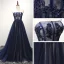Schöne Festliche Kleider 2017 Abendkleider A Linie Sweep / Pinsel Zug Bandeau Ärmellos Rückenfreies Spitze Applikationen Perlenstickerei Strass