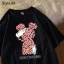 Summer Street Wear White Cartoon Loose T-Shirts 2021 Cotton Scoop Neck Short Sleeve Women's Tops