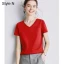 Modest / Simple Summer Casual OL White Regular T-Shirts 2021 Cotton V-Neck Short Sleeve Women's Tops T-shirt