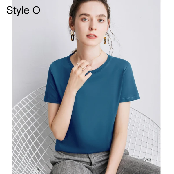 Simple OL Désinvolte Lavande Ordinaire T-Shirts 2021 Encolure Dégagée Coton Manches Courtes Hauts pour Femmes T-shirt