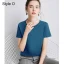 Simple OL Désinvolte Lavande Ordinaire T-Shirts 2021 Encolure Dégagée Coton Manches Courtes Hauts pour Femmes T-shirt
