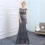 Chic / Belle Argenté Transparentes Robe De Soirée 2018 Trompette / Sirène Encolure Dégagée Sans Manches Perlage Perle Longue Robe De Ceremonie