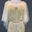 Luxe Ivoire Robe De Soirée 2018 Trompette / Sirène Perlage Perle Faux Diamant Paillettes Encolure Dégagée Dos Nu 3/4 Manches Train De Balayage Robe De Ceremonie