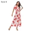 Summer Black Street Wear Beach Floral Maxi Dresses 2021 V-Neck Short Sleeve Women Dresses