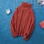 Fashion Fall Winter Red Casual Sweaters 2021 Cotton High Neck Long Sleeve Loose Women Tops