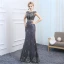 Chic / Belle Argenté Transparentes Robe De Soirée 2018 Trompette / Sirène Encolure Dégagée Sans Manches Perlage Perle Longue Robe De Ceremonie