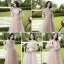 Modest / Simple Sage Green Embroidered Bridesmaid Dresses 2021 A-Line / Princess V-Neck Short Sleeve Backless Floor-Length / Long Wedding Party Dresses