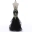 Charmant Noire Robe De Soirée 2018 Trompette / Sirène Bustier Dos Nu En Dentelle Fleur Faux Diamant Sans Manches Longue Robe De Ceremonie