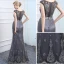 Chic / Belle Argenté Transparentes Robe De Soirée 2018 Trompette / Sirène Encolure Dégagée Sans Manches Perlage Perle Longue Robe De Ceremonie