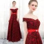 Chic / Beautiful Burgundy Evening Dresses  2017 A-Line / Princess Striped Backless Beading Evening Party Formal Dresses