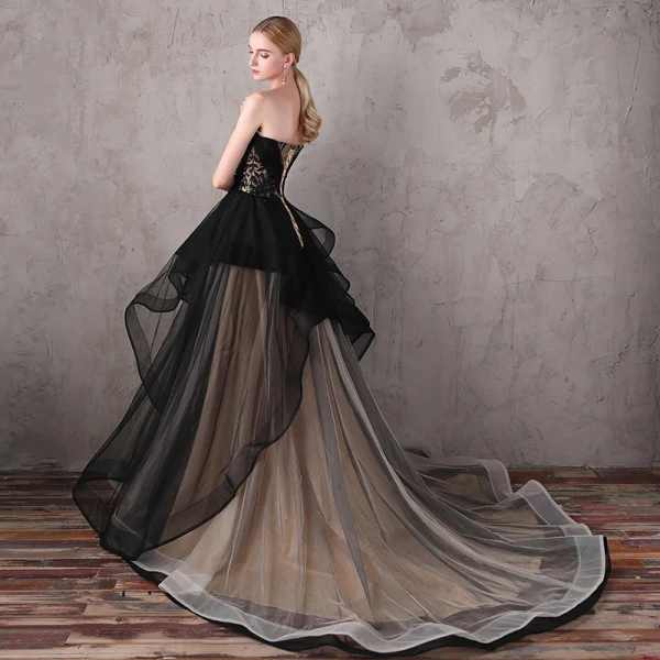 Luxury / Gorgeous Black Evening Dresses  2017 Lace Beading Appliques Backless Evening Party Prom Dresses
