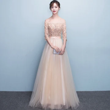 Mooie Prachtige Champagne Avondjurken A Lijn Tule Strapless Appliques Ruglooze Kralen Kristal Avond Gelegenheid Jurken