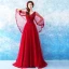 Chic / Beautiful Red Evening Dresses  2018 A-Line / Princess V-Neck Tulle Appliques Backless Beading Evening Party Formal Dresses
