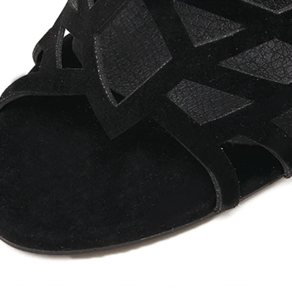 Modern / Fashion Black 2018 High Heels 10 cm X-Strap Beach Casual Summer Suede Stiletto Heels Sandals Open / Peep Toe Womens Shoes