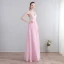 Modest / Simple Candy Pink Floor-Length / Long Evening Dresses  2018 A-Line / Princess Chiffon V-Neck Backless Printing Formal Dresses