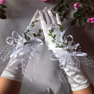 Fée Des Fleurs Blanche Gants Mariage 2020 Feuille Appliques Perle Tulle Promo Mariage Accessorize