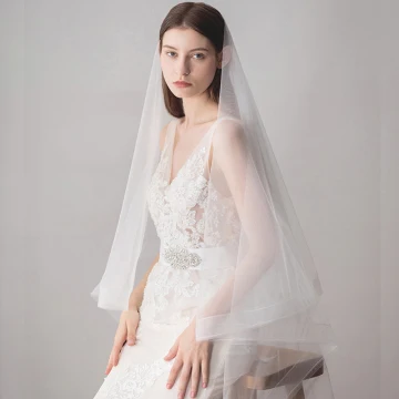 Classic Elegant White Wedding Short Tulle Wedding Veils 2019