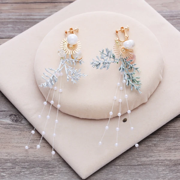Snygga / Fina Multi-Färger Hårsmycken Örhängen 2019 Beading Pärla Tassel Bröllop Bal 2-delat Tillbehör