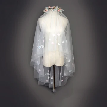 Chic Belle 2017 1 5 M Blanche Appliques Tulle Dentelle Voile De Mariée
