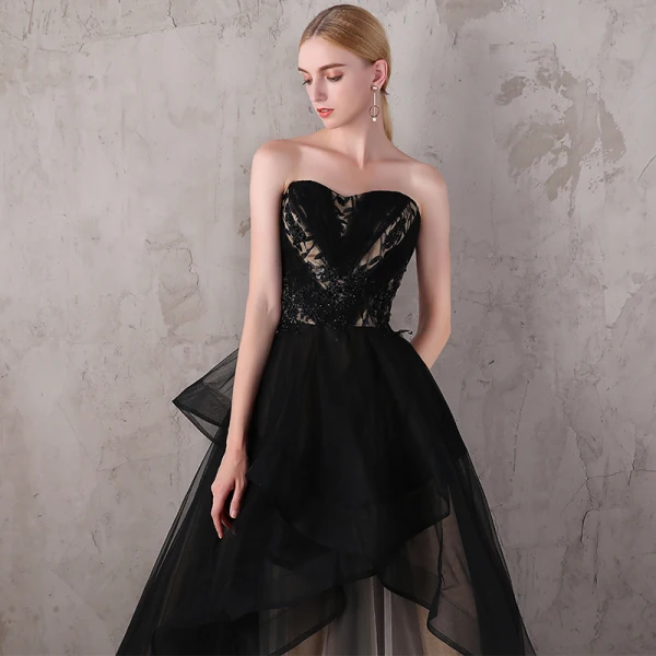Luxury / Gorgeous Black Evening Dresses  2017 Lace Beading Appliques Backless Evening Party Prom Dresses