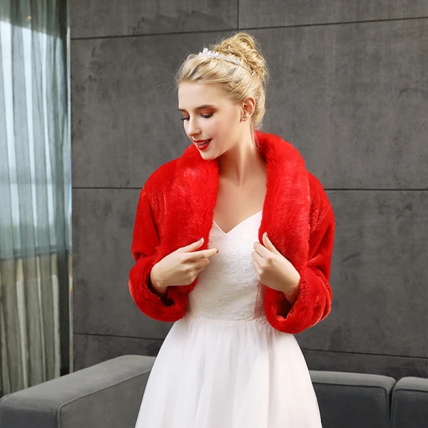 Hiver Manches Longues Fausse Fourrure Mariage Promo Manteaux / vestes 2017