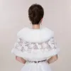 Vinter Hvit Blonder Faux Pels Bryllup Ball Sjal 2017