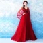 Chic / Beautiful Red Evening Dresses  2018 A-Line / Princess V-Neck Tulle Appliques Backless Beading Evening Party Formal Dresses