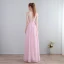 Modest / Simple Candy Pink Floor-Length / Long Evening Dresses  2018 A-Line / Princess Chiffon V-Neck Backless Printing Formal Dresses