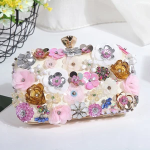 Blumenfee Multifarben Perlenstickerei Kristall Blumen Cocktail Abend Clutch Tasche 2018