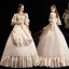 Vintage / Retro Medieval Champagne Prom Dresses 2021 Tulle Satin 3D Lace Beading Sequins Handmade  Cosplay Prom Formal Dresses