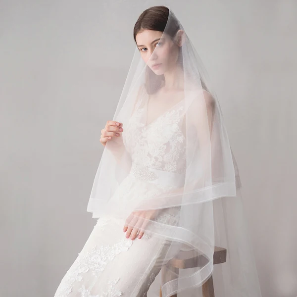 Classic Elegant White Wedding Short Tulle Wedding Veils 2019