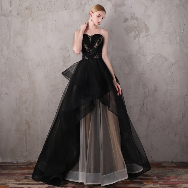 Luxury / Gorgeous Black Evening Dresses  2017 Lace Beading Appliques Backless Evening Party Prom Dresses