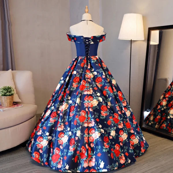 Fine Rød Ballkjoler 2017 Prinsesse Strapless Appliques Ryggløse Printing Aften Formelle Kjoler
