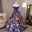 Fine Rød Ballkjoler 2017 Prinsesse Strapless Appliques Ryggløse Printing Aften Formelle Kjoler