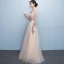 Chic / Beautiful Champagne Evening Dresses  A-Line / Princess Tulle Strapless Appliques Backless Beading Crystal Evening Party Formal Dresses