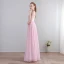 Modest / Simple Candy Pink Floor-Length / Long Evening Dresses  2018 A-Line / Princess Chiffon V-Neck Backless Printing Formal Dresses