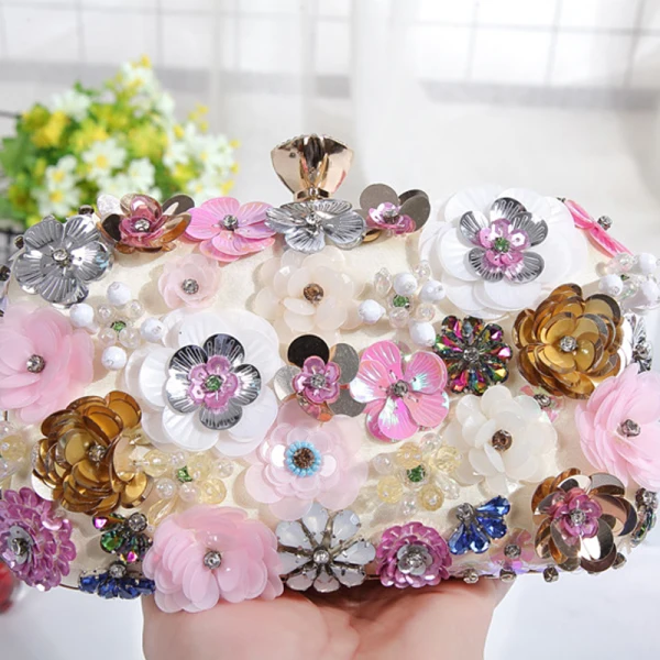 Fée Des Fleurs Multi-Couleurs Perlage Cristal Fleur Cocktail Soirée Pochette 2018