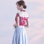 Chinesischer Stil Rot Himmelblau Abendkleider 2017 A Linie Stehkragen Charmeuse Schaltflächen Applikationen Stickerei Abend Festliche Kleider