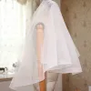 Proste / Simple Białe Ślub Krótkie Rysunek Tiulowe Welony Ślubne 2018