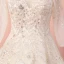 Luxus / Herrlich Champagner Übergröße Brautkleider / Hochzeitskleider 2020 A Linie V-Ausschnitt Perlenstickerei Pailletten Handgefertigt Tülle Lange Ärmel Kathedrale Schleppe Hochzeit