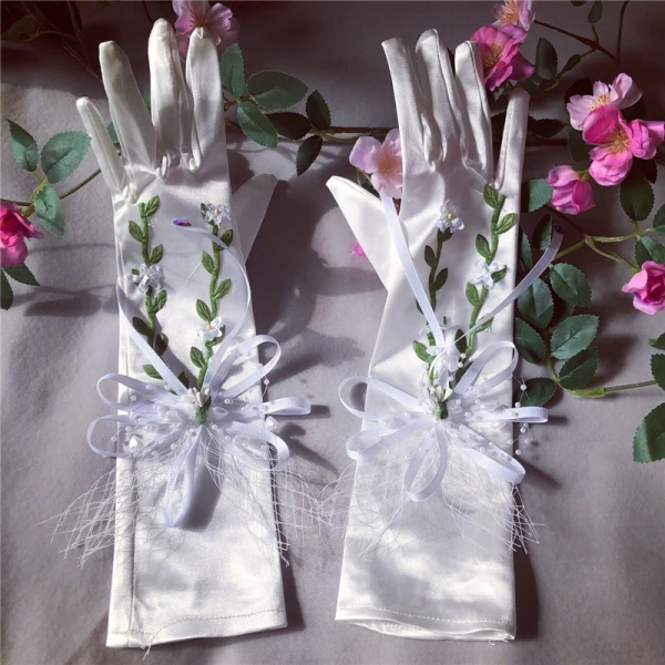 Fée Des Fleurs Blanche Gants Mariage 2020 Feuille Appliques Perle Tulle Promo Mariage Accessorize