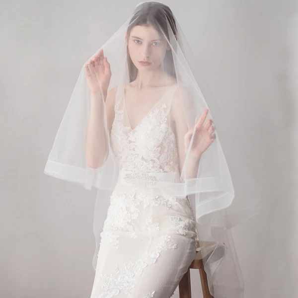 Classic Elegant White Wedding Short Tulle Wedding Veils 2019