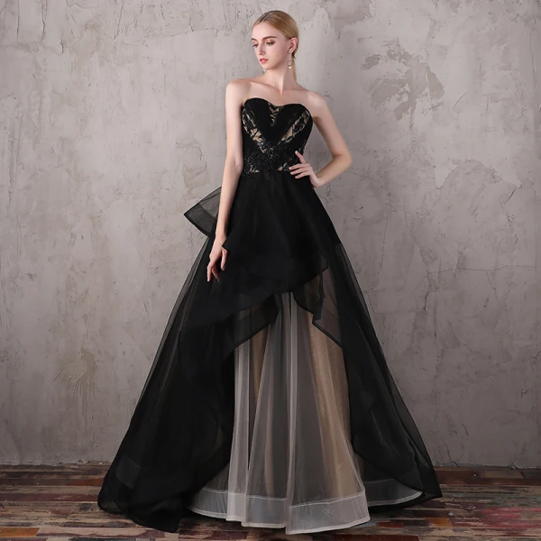 Luxury / Gorgeous Black Evening Dresses  2017 Lace Beading Appliques Backless Evening Party Prom Dresses