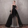 Luksusowe Czarne Sukienki Wieczorowe 2017 Koronkowe Frezowanie Aplikacje Bez Pleców Wieczorowe Sukienki Na Bal