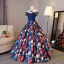 Fine Rød Ballkjoler 2017 Prinsesse Strapless Appliques Ryggløse Printing Aften Formelle Kjoler