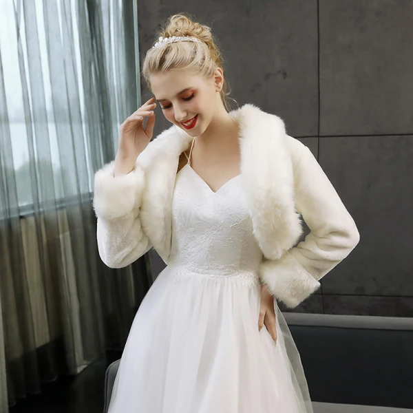 Hiver Manches Longues Fausse Fourrure Mariage Promo Manteaux / vestes 2017